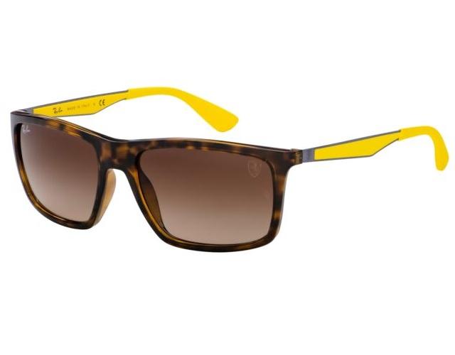 RayBan RB4228M F60913 Ferrari Rectangle Plastic Havana Yellow Brown Gr ZeeneeZ